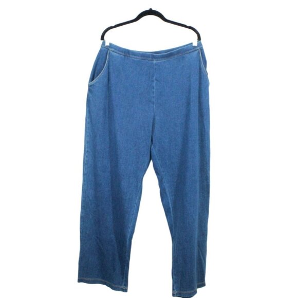 LL Bean Perfect Fit Pants Denim Straight Leg Stonewashed Size 1X Plus - Picture 1 of 11